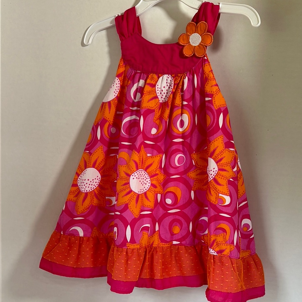 Penelope Mack pink and orange floral print dress size 2t
